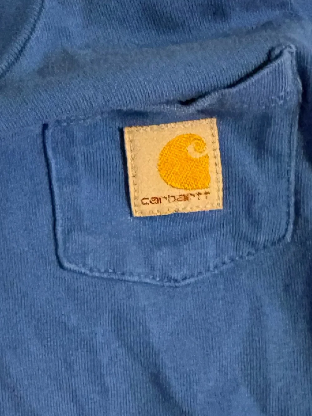 Carhartt Bright Blue Long Sleeve Baby Bodysuit with Pocket Logo
